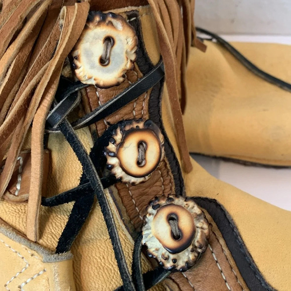 Vintage 70s OOAK Handmade Bald Mountain Moccasins Ankle Boot Renn Faire Festival - Picture 4 of 15